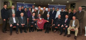 Ballinrobe Races are the new sponsors of the Ballinrobe Senior Team and Race Committee members are pictuerd here presenting Club members with the new Team Jerseys.          Pic:Trish Forde.